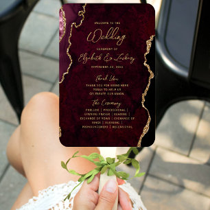 Éventail Programme de mariage en écriture manuscrite Agate 