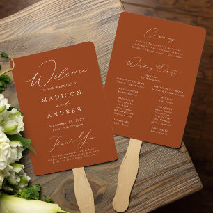 Éventail Programme de mariage en terre cuite élégant modern