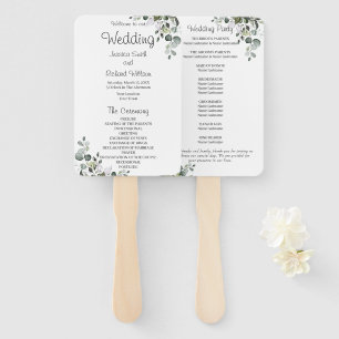 Éventail Programme de mariage Eucalyptus Ventilateur manuel