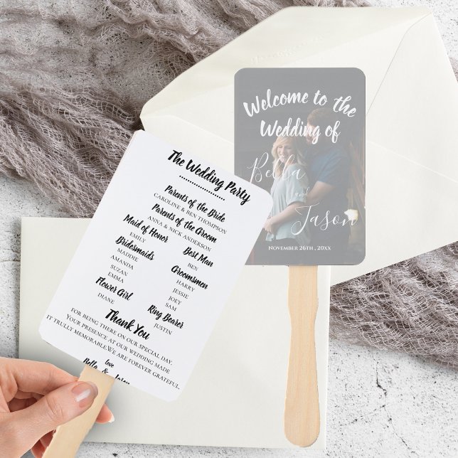 Éventail Programme de mariage Faux Vellum Élégant jour de m (Wedding Program Faux Vellum Elegant Wedding Day Hand Fan)