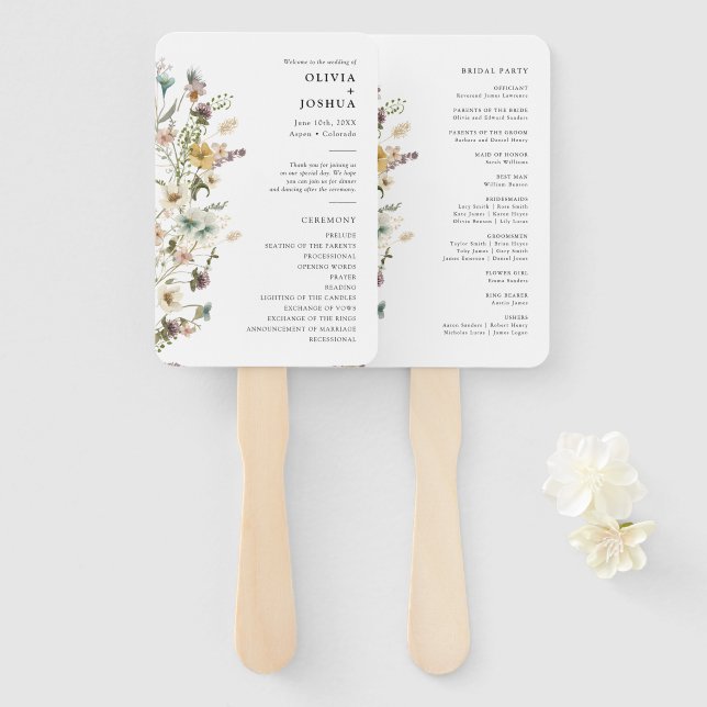 Éventail Programme de mariage floral (Devant et derrière)