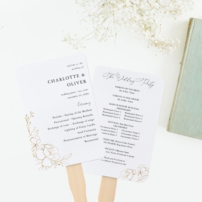 Éventail Programme de mariage floral avec l'or (Créateur téléchargé)