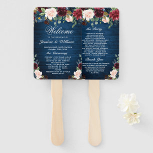 Éventail Programme de mariage floral Blush Blue Navy de Bou