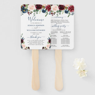 Éventail Programme de mariage floral Blush Blue Navy de Bou