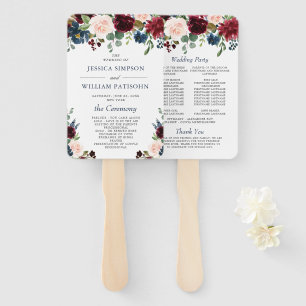 Éventail Programme de mariage floral Blush Blue Navy de Bou