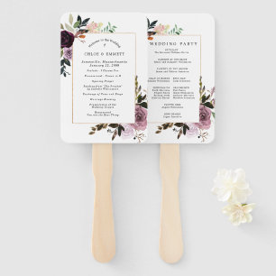 Éventail Programme de mariage floral mauve rose violet