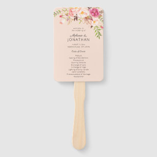 Éventail Programme de mariage floral rose