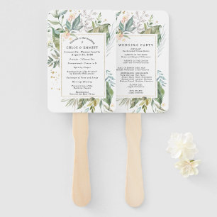 Éventail Programme de mariage floral rose pâle botanique