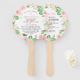Éventail Programme de mariage floral rose rose pâle Ventila