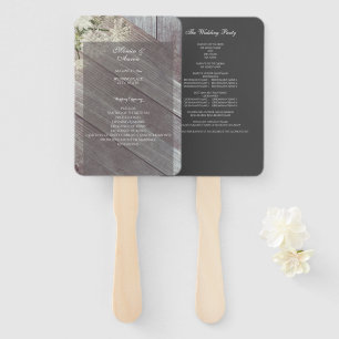 Éventail Programme de mariage floral rustique en bois gris 