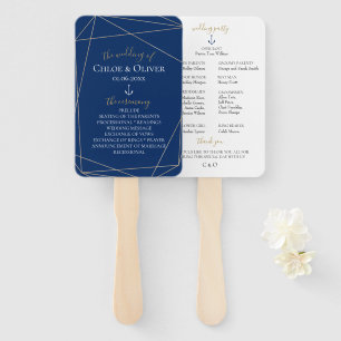 Éventail Programme de mariage géométrique de la Marine