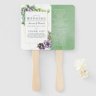 Éventail Programme de mariage géométrique de l'aquarelle
