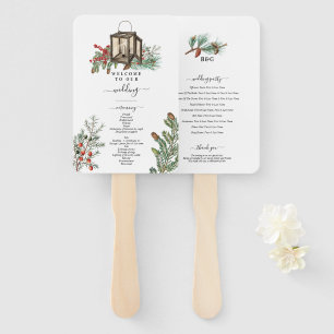 Éventail Programme de mariage Lanterne aux arbres de pin ru