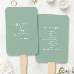 Éventail Programme de mariage minimaliste à la menthe pouss