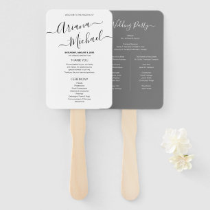 Éventail Programme de mariage minimaliste chic gris et blan