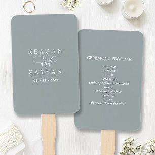 Éventail Programme de mariage minimaliste Dusty Sage
