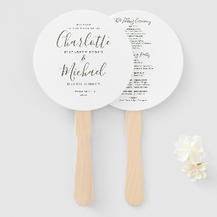 Éventail Programme de mariage minimaliste vert olive