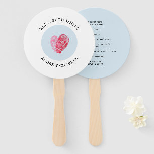 Éventail PROGRAMME DE MARIAGE moderne mignon empreinte coeu