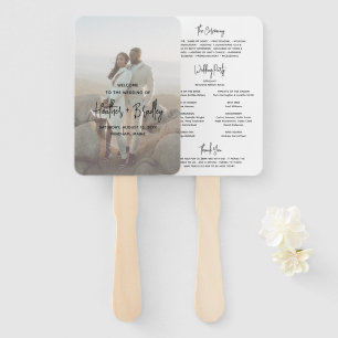 Éventail Programme de mariage moderne minimaliste noir et b