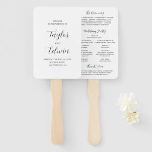 Éventail Programme de mariage moderne minimaliste noir et b