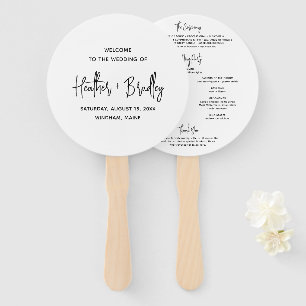 Éventail Programme de mariage moderne minimaliste noir et b