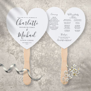 Éventail Programme de mariage moderne noir et blanc en form