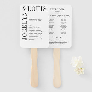 Éventail Programme de mariage moderne noir et blanc gras