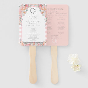 Éventail Programme de mariage   Monogram Coral En vichy Flo