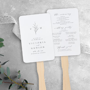 Éventail Programme de mariage monogramme botanique simple e