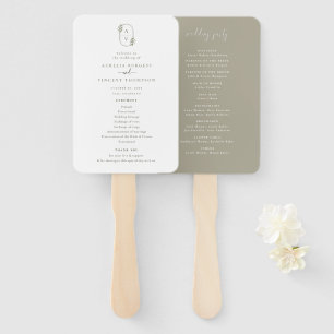 Éventail Programme de mariage Monogramme de feuillage Botan
