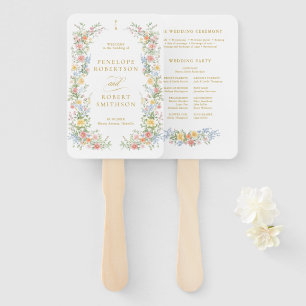 Éventail Programme de mariage orné de pastel doux doré de p