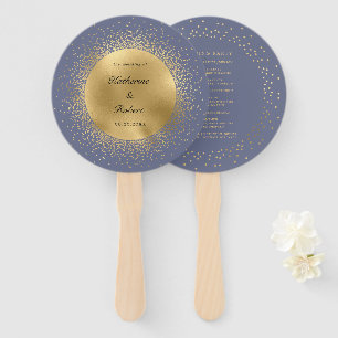 Éventail Programme de mariage Pastel Celestial Gold Moon