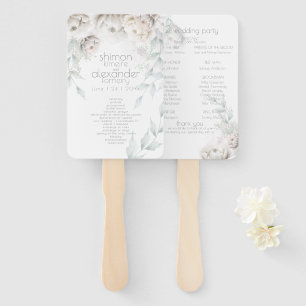 Éventail Programme de mariage   Peonies d'aquarelle d'Albât