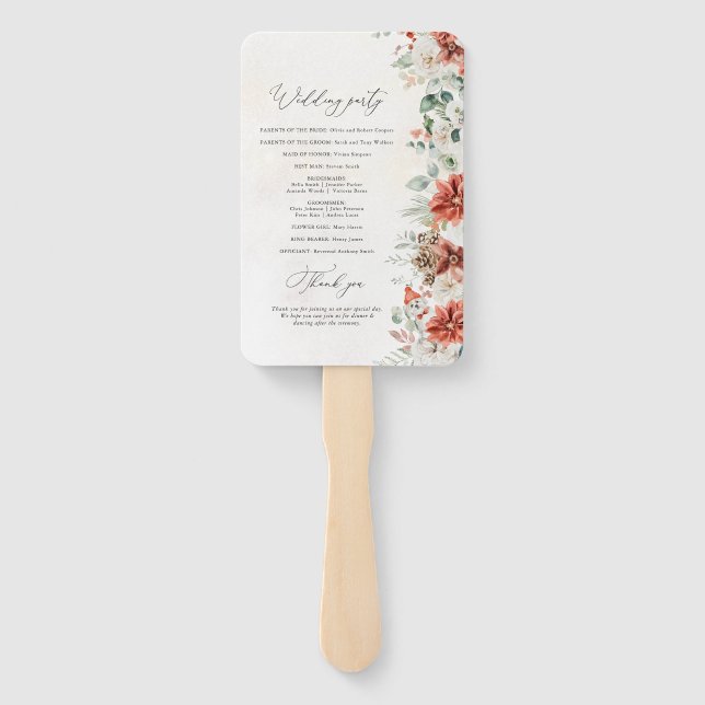 Éventail Programme de mariage pour le rouge à pinecone d'hi (Dos)