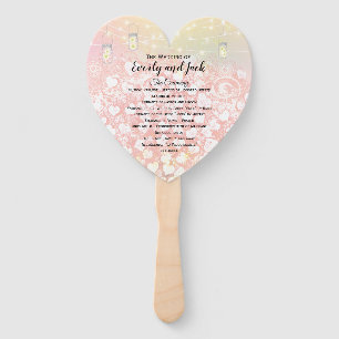 Éventail Programme de mariage pour les feuilles de coeur ro