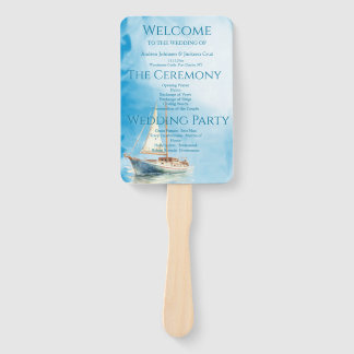 Éventail Programme de mariage pour voiliers Watercolor