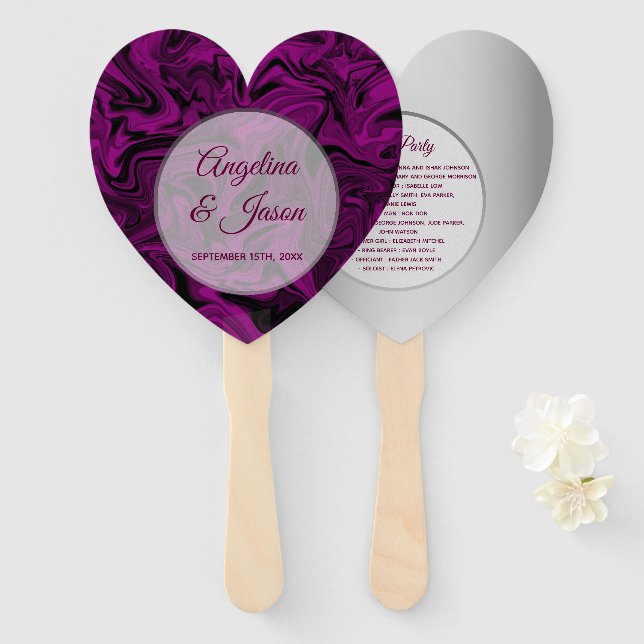 Éventail Programme de mariage Purple Heart (Devant et derrière)