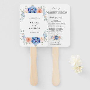 Éventail Programme de mariage rose pâle Dusty bleu marine