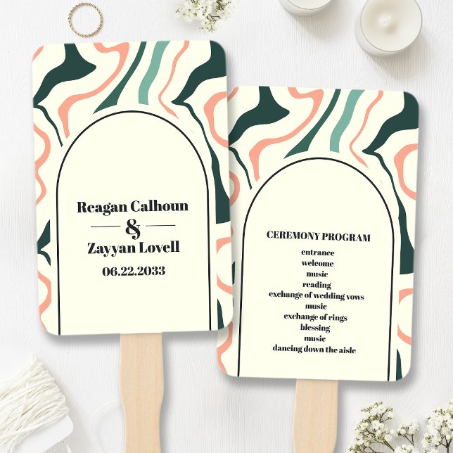 Éventail Programme de mariage rose vert à la menthe d'arc r (Créateur téléchargé)