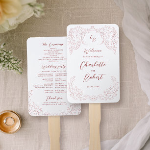 Éventail Programme de mariage rose Vintage
