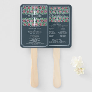 Éventail Programme de mariage royal avec épée florale grise