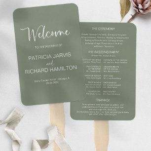 Éventail Programme de mariage simple calligraphie moderne