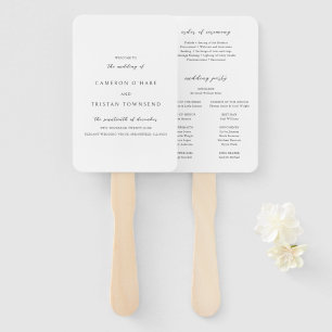 Éventail Programme de mariage simple noir et blanc
