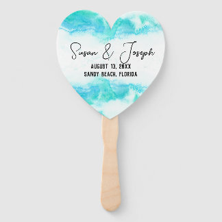 Éventail Programme de mariage sur la plage Vagues bleues En