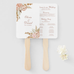 Éventail Programme de mariage végétal Boho Floral Pampas