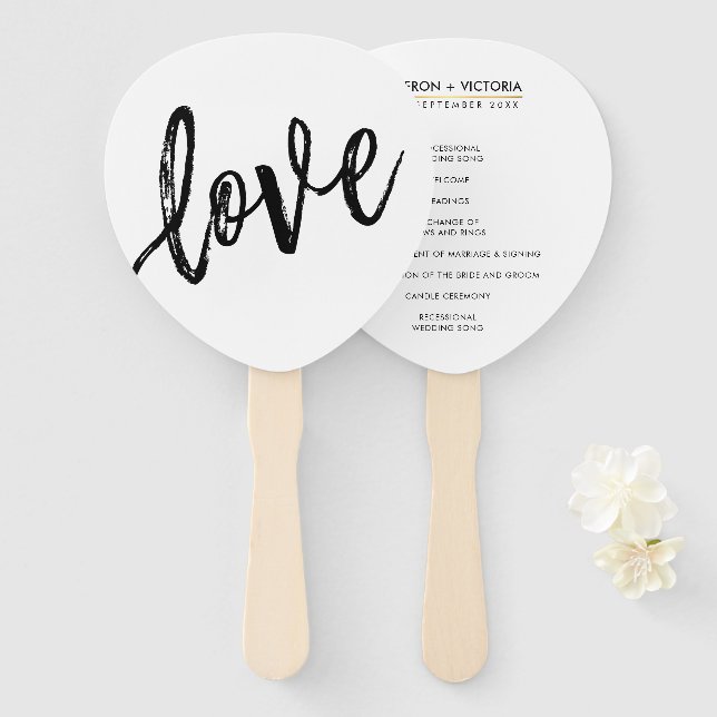 Éventail PROGRAMME DE MARIAGE VENTILATEUR échantillon de VE (Devant et derrière)
