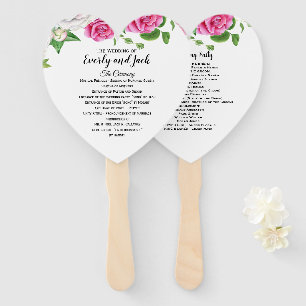 Éventail Programme de mariage Ventilateur Floral Roses Rose