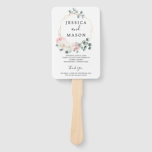 Éventail Programme de ventilateur de mariage de verdure flo (Devant)