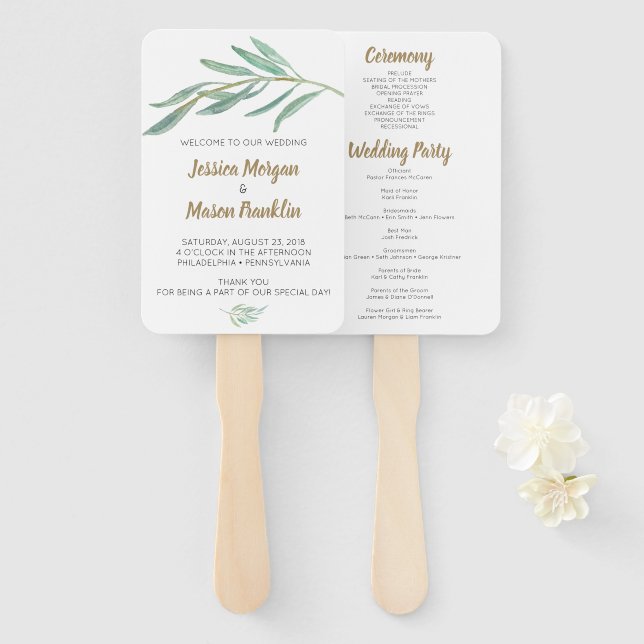 Éventail Programme de ventilateur de mariage de verdure rus (Devant et derrière)