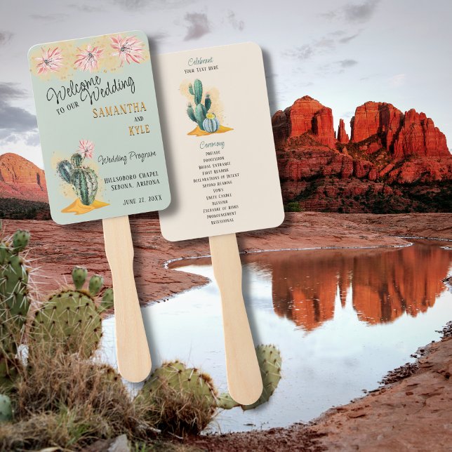 Éventail Programme de ventilateur Mariage Cactus (Créateur téléchargé)